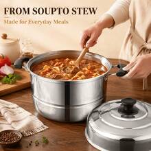 30cm Stainless Steel Steamer Pot, 2-Layer Steamer With 2 Steamer Racks, Large Capacity Cooking Pot - View 9