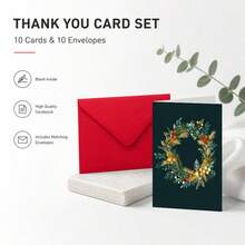 Set Kartu Natal 10 Set (10 Kartu Ucapan + 10 Amplop), Dilengkapi dengan Amplop, Sempurna untuk Mengungkapkan Rasa Terima Kasih kepada Guru, Rekan Kerja, Karyawan dan Teman - A - View 3