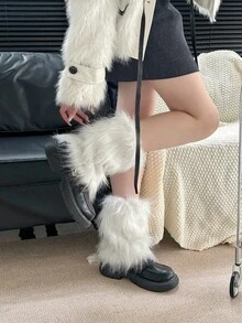 xiangmeishangu Faux Fur Boot Covers And Short Plush Leg Warmers - Autumn/Winter Fleece Covers, Multi-Functional Suede Shoe Covers, Y2K Disco Leg Warmers - Multicolor - View 8