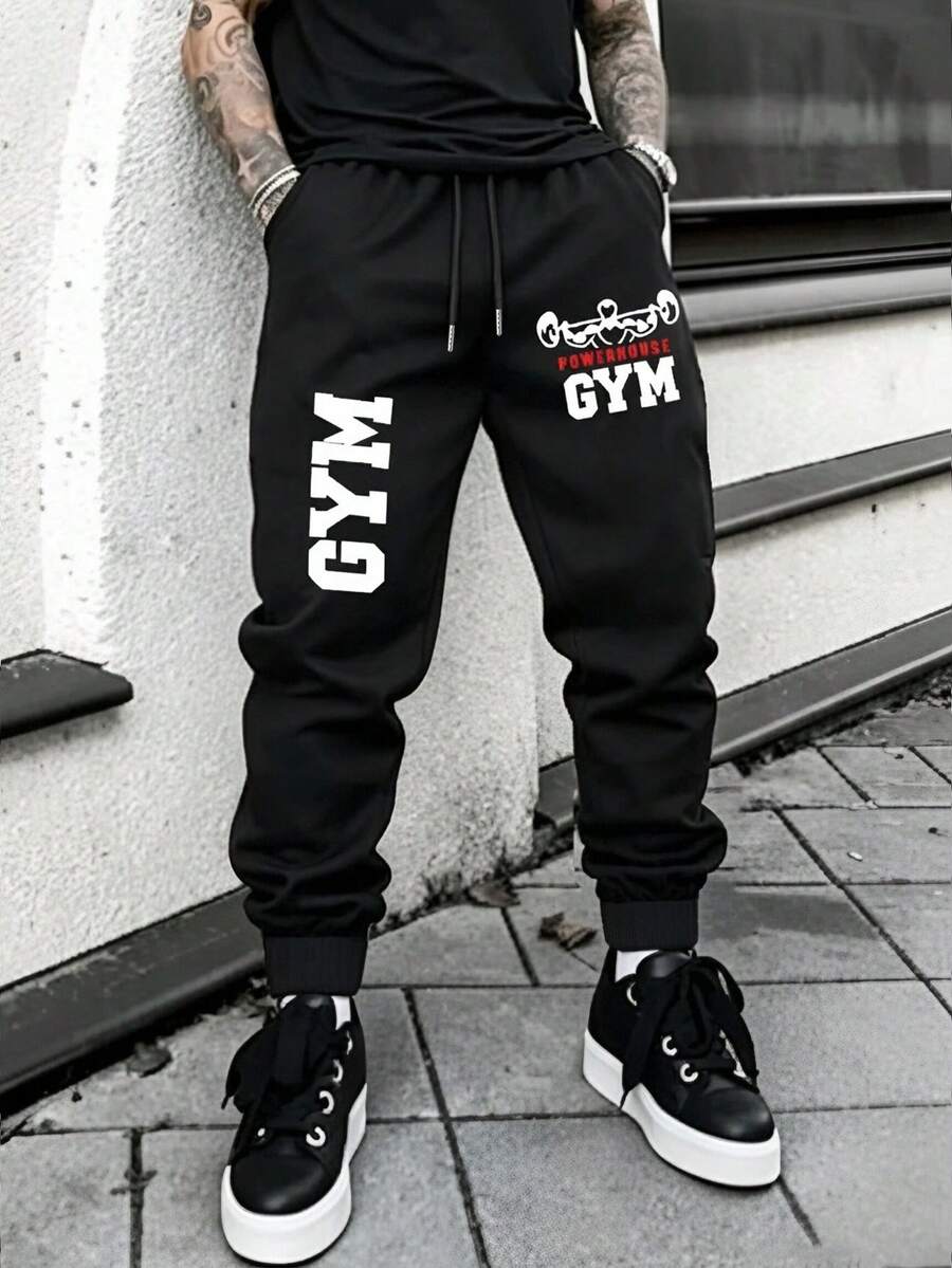 Men's Spring/Autumn Outdoor Sports Cuffed Long Pants Casual Fashion Sweatpants - Black - View 1