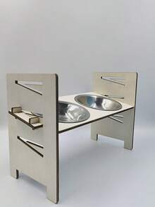 Pet Dog Bowl Stand, Suitable For Small Dogs And Cats, Sturdy Pet Food Bowl Holder, Comes With Two Stainless Steel Bowls - 920ml - View 6