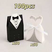 100pcs Gift Boxes, Wedding Dress And Tuxedo Gift Boxes, Most Popular Shower Wedding Party Boxes With Ribbon, Holiday Party Wedding Party Gift Boxes, Wedding Gift Boxes, Bachelorette Party Gift Boxes, Christmas, Halloween Gift Boxes - A - View 13