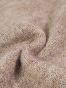 Sweater Rajut Wanita Setengah Rits Kontras Warna dengan Trim Berusuk Leher Tinggi Pullover Lembut Warna Oatmeal Atasan Jumper - warna oatmeal - View 6