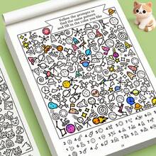 Find Book Look And Color Activity Workbook, 32‑Page Search‑And‑Find Coloring Book For Kids, Observation & Concentration Training Puzzle Book, Preschool Early Educational Toy, Children Reading & Writing Learning Supplies - Cadet Blue - View 4