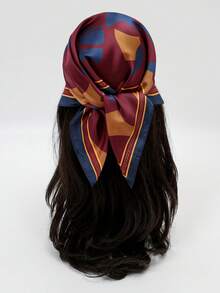 1pc Bandana Geometric Pattern Printed Headscarf Square - Multicolor - View 10