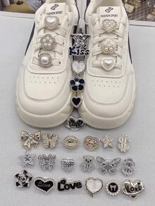 6PCS Shiny Rhinestone Butterfly Lips Star Shoelace Charms DIY Accessories Bling Heart Bear Women Sneakers Boots Decoration Buckles Removable Shoe Clip - Multicolor - View 3