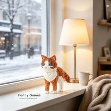 Cute Brown Cat, 2000+ Beads, Halloween Gift, Creative Room Decor, Desktop Ornament, Birthday Gift, Christmas Gift, Best Friend Gift, Couple Gift, New Year Gift, Suitable For Everyone - Multi-color/ys1939/Cute Brown Kitten - View 10