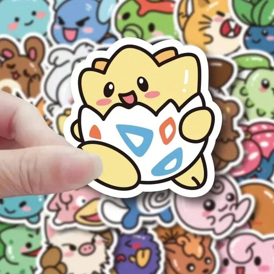 53pcs Cute Anime Stickers Self-Adhesive Waterproof Vinyl Stickers Suitable For Laptops, Water Bottles, Suitcases, Party Decorations, Handmade Art Supplies, Customized Exclusive Cartoon Character Decorations - Multicolor - View 1