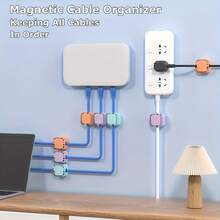 3/6-Pack Magnetic Cable Clips, Adjustable Under-Desk Wire Holder, Gem Sticky Charging Cable Organizer, Suitable For Home Office Desks, Walls, And Nightstands - 26-pack Magnetic Cable Clips - View 4