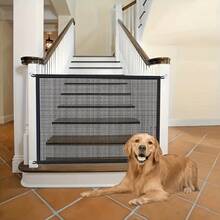 7-Piece Pet Fence Gate With Mesh (Includes Adhesive Hooks), Cat And Dog Bed Protection Barrier, Portable Pet Isolation Fence For Entryway, Indoor And Outdoor Pet Guard, Prevents Pets From Running Wild, Falling And Getting Injured, Easy And Quick Installation, Removable Anytime - Multicolor - View 9