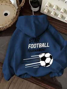 Tween Boy Fun Print Pullover Sweatshirt, Warm And Comfortable Thermal-Lined Pullover Sweatshirt For Autumn/Winter - Navy Blue - View 4