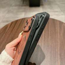 New Luxury Artificial Leather Magnetic Shockproof Phone Case, Compatible With IPhone 18 17 16 15 14 13 12 11 Pro Max Plus Air 17Pro 17ProMax, Lens Protection, Supports Wireless Charging Protective Case - Coffee Brown - View 5