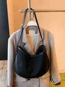 1pc Suede Patchwork Hobo Bag, Minimalist Commuter Versatile Shoulder Bag Crossbody Bag, Suitable For Women Shopping, Work Commuting, Daily Use - Multicolor - View 5
