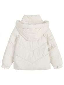Women's Colorblock Casual Versatile Winter Hooded Padded Coat - Apricot - View 7