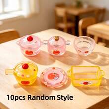 Miniature Kitchen Realistic Pots And Bowls Resin Accessories, Dollhouse DIY Creative Fruit Food Resin Decor, Tableware Model, Micro Scene Kitchen Tableware Decor, Pretend Play Decor, Apple Tableware Series - Multicolor - View 15