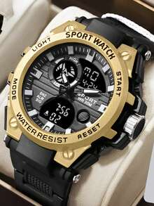 1pc New Fashion Dual Display Luminous Waterproof Men's & Youth Outdoor Sports Electronic Watch - A - View 16