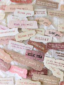 1 Pack 50pcs Natural Texture English Phrase Decorative Stickers DIY Collage Material - Multicolor - View 4