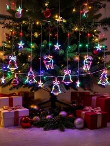 USB Powered LED Multicolor Curtain String Lights, Controllable Color Changing Lights, Suitable For Windows, Walls, Christmas Tree Decoration, Plug And Play Hanging Lights, Suitable For Home Parties, Plastic Cable - Multicolor - View 4