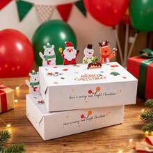 6/12/24 Pcs Christmas 3D Cartoon Gift Boxes Xmas Candy Container Paper Wrapping Box For Indoor Home Office School Holiday Party Favors Supplies - White - View 6