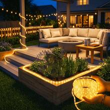 Solar‑Operated Bendable Rope LED Lights, Warm Mellow Glow, Waterproof Tube Construction, Great For Outlining Garden Planters, Patio Steps, Backyard Fence And Terrace Decor - Tube Light - View 6