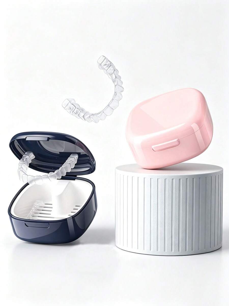 Waterproof Lockable Dental Appliance Storage Box, Adult And Teen Orthodontic Braces And Retainer Case, Moisture-Proof Dental Appliance Storage Box With Lock, Portable Travel Denture Storage Box, Suitable For Home, School, Work And Daily Travel Use - Multicolor - View 1