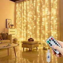 Fairy LED Curtain Lights, USB Powered String Lights With Remote Control And 8 Modes, Suitable For Christmas, Halloween, Bedroom, Wedding, Home Decor, Party And Various Holiday Atmosphere Decorations - USB Curtain Lights - View 3