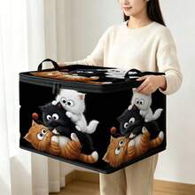 1pc Large Foldable Zipper Storage Box Organizer. Multiple Styles With Premium Element Prints, Perfect For Travel, Packing, Clothing, Pants And Bedding, Ideal Solution For Moving Storage - Multi-color - View 9