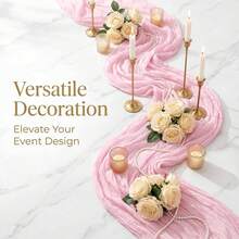 1/2/5pcs Light Pink Cheesecloth Table Runner Bohemian Gauze Fabric Tablecloth Suitable For Wedding Party Birthday Home Decor 2027 New Year Decoration - Multi-color - View 3