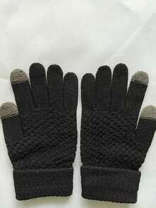 2PCS Winter Touch Screen Gloves, Unisex Warm Thermal Gloves For Cold Weather, Fashion Versatile Hand Gloves For Driving, Cycling, Office Work, Dating, Daily Outdoor Use, Couple Style Accessory - A - View 11