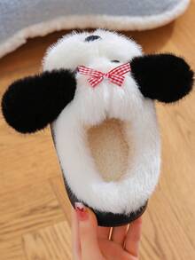 1 Pair Girls Slippers, New Autumn/Winter Indoor Home Cute Puppy Design Fuzzy Kids Slippers For Winter - White - View 6