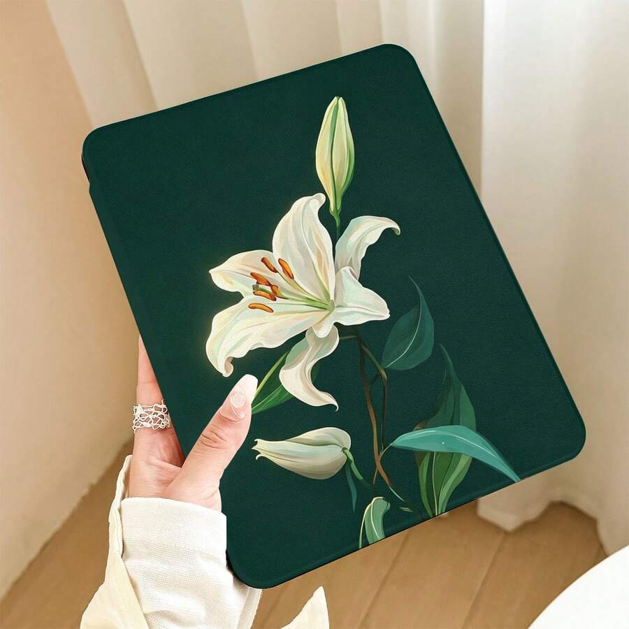 百合花紋彩繪效果平板保護殼,內置筆槽,附支架,適用於 Honor 8/9/10/X8/X8A/X9/X8Pro/X9Pro 及其他機型/ MatePad SE 11 吋/MatePad 11 吋/11.5 吋,MatePad Pro/,Apple 10代/11代 2025 (A16),Galaxy Tab A7/A9 及其他熱門機型 - 款式80 - 查看 1