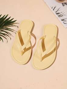 Women's Flip Flops Woven Millet Grain Slippers Comfortable Lightweight Fashionable Versatile Suitable For Vacation Beach Daily Home Leisure - Yellow - View 2