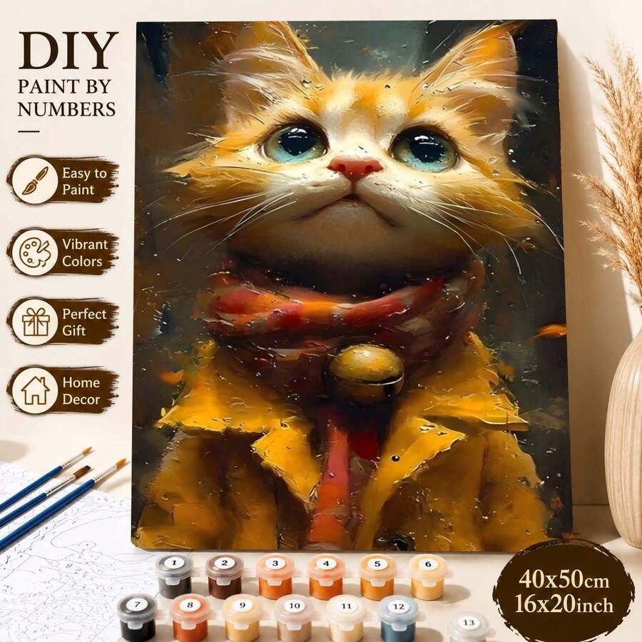 DIY Paint By Numbers Kit 40*50cm Without Frame,Cute Orange Cat Canvas Art Craft Set For Adult Beginner,Home Wall Decor Gift - YOU02 - View 1