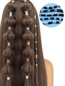 50pcs Silver Hair Jewelry Metal Braid Rings Loc Jewelry Dreadlock Accessories Hair Cuffs Clips(Shaped-Leaf,) Charms Braid Accessories For Braids - Silver - View 1