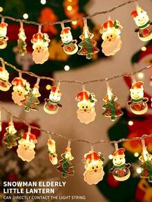 1pc New 10 LED/20 LED Christmas Decorative String Lights, Featuring Santa Claus And Snowman, Designed For Indoor Decoration To Create Festive Atmosphere During Christmas. Suitable For Outdoor Garden/Wedding Camping Decoration/Holiday Party/Christmas, Battery Operated Version [Battery Not Included] - Multicolor - View 2