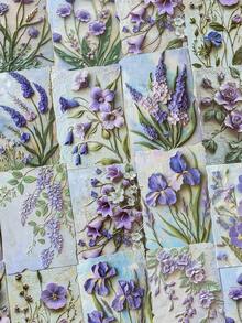 1/23pcs Vintage Botanical Floral Leaf DIY Scrapbook Background Paper, Background Paper, Planner Material Paper, Children's Material Paper, Paper Products, Floral Theme, Back To School Season, Random Style. - Multicolor - View 5