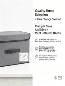 1pc Washable Linen Fabric Foldable CD Storage Box, Dust-Proof Lid Design, Large Capacity, Multi-Functional Storage Organizer, Suitable For Disc Storage, Home Clutter Storage, Household Storage - Light Grey - View 5