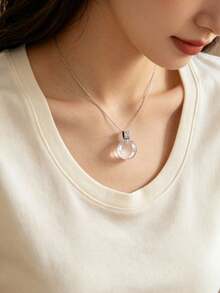 [VE]1pc High-Quality 7A Grade Fully Purified Himalayan Natural Tea White Crystal Pendant, Luxury Silver Clasp Inlaid. It Helps Focus Attention, Enhance Mental Clarity, Improve Memory And Intuition, Suitable For Knowledge Workers And Students, Natural Jewelry Color Random. (Chain Not Included) - Himalayan Clear Quartz - View 2