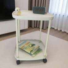 1pc Multifunctional Side Table, Double-Layer Design, Artistic Appearance, With Brake Casters For Easy Movement, Detachable And Portable, Home Decor Furniture, Living Room Sofa End Table, Bedroom Nightstand, Patio Coffee Table - Multicolor - View 1
