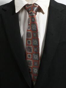 Men Micro‑Geometric Pattern Necktie, Elegant Woven Neckwear, Gentleman Suit Decor For Banquet & Daily Outfit - Multicolor - View 2
