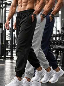 Men's Four-Season Casual Trousers With Drawstring At Waist And Side Pockets Are Suitable For Outdoor Sports And Daily Wear. - Black - View 11