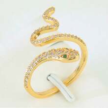 Enamel Zirconia Gold Color Serpent Rings 24k Gold Plated Fashion Irregular Adjustable Snake Ring Europe America Personality Jewelry - Snake Rings - View 30
