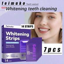 1 Box Of 14 Purple Teeth Whitening Strips, Convenient For Daily Home Use, Easy To Apply, Simple To Use, Gentle And Non-Irritating - Purple Shine Teeth Whitening Strips - View 2