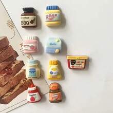 5/9/12pcs Mini Cartoon Food Fridge Magnets, Resin Material Cute Refrigerator Accessories Kitchen Decor, Suitable For Office, Whiteboard, Storage Cabinet, Holiday Gift - Multicolor - View 5
