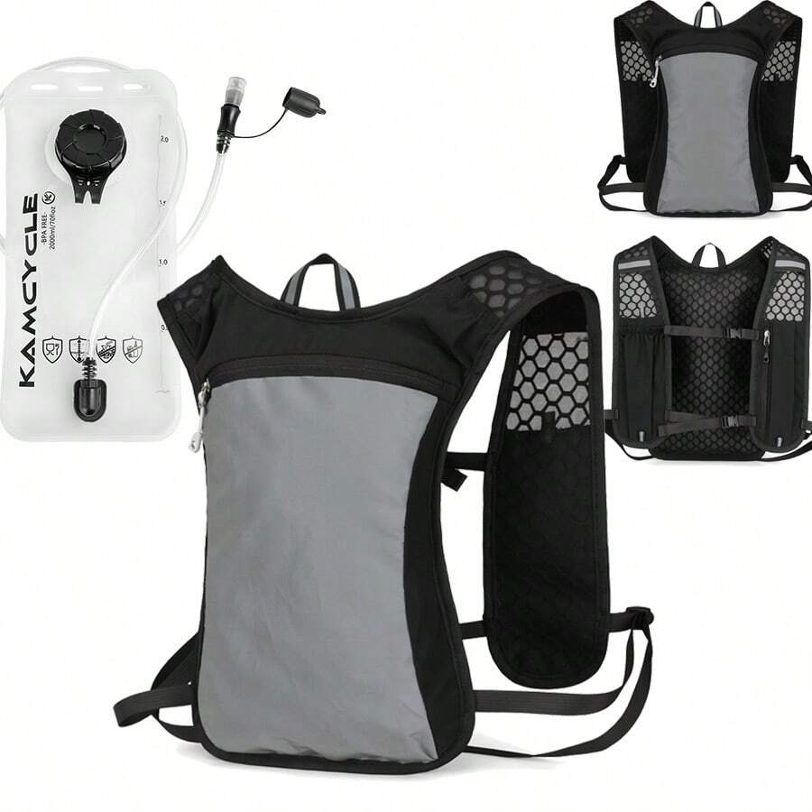 1pc Running Vest Backpack With 1pc 2L Hydration Bladder, Water Backpack With 2L Water Bladder, Hydration Backpack Lightweight For Men Women, Running Backpack Hydration Pack For Marathon, Trail, Cycling, Hiking, Jogging - Black Backpack + 2L Water Bag - View 1