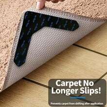 2pcs/4pcs/8pcs/16pc Rug Grippers, Reusable Anti‑Slip Carpet Stickers, Residue‑Free Double Sided Rug Tape, Keep Rugs From Sliding & Curling, For Hardwood Tile Floors - Multicolor - View 2