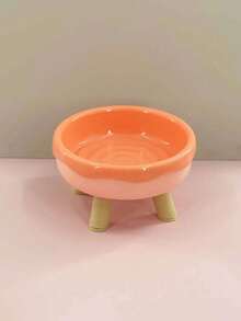 1Pc Color‑Block Plastic Elevated Pet Bowl With Plastic Leg Stand, Neck‑Protected Anti‑Tip Non‑Slip Feeding Bowl For Cats Small Dogs Food Water - Multicolor - View 8