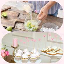 20/50/100pcs Exquisite Cute Pink Bow Food Skewers (Natural Bamboo, Smooth Surface) Lovely Design Decorative Set For Fruit Platters, Cooked Foods And Party Decorations. Christmas Essential. - Q - View 10