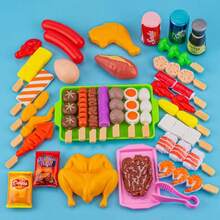 Conjunto de Churrasco Divertido para Crianças, Casa de Brinquedo de Churrasco, Grelha, Carne, Espetos, Brinquedo de Simulação para Meninos & Meninas - Multicolorido - Visão 15
