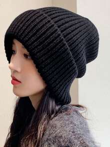 A Layered Hat Suitable For Both Winter And Autumn. Thick And Warm, This Fashionable Pullover Knit Hat Is ,Beanie For Women,Beanie,Winter - Hat - View 9